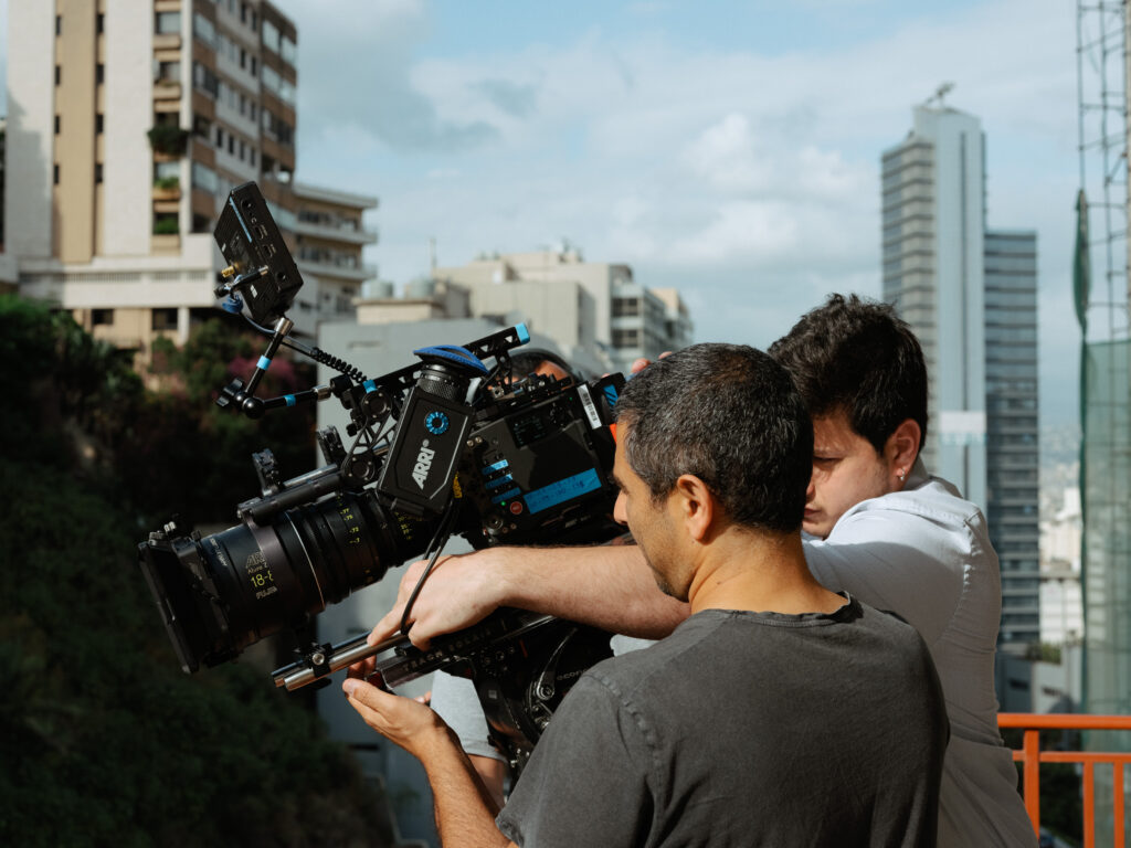 Lebanese cinematographer Pierre Mouarkech Artist Farah Nakhoul during the production of the music video Btebrom Directed by Elie Fahed Produced by Sohad Schmeit